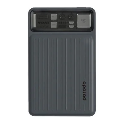 Porodo 10000mAh Slim Powerbank Built-in Type-C - Lightning Cables - Black